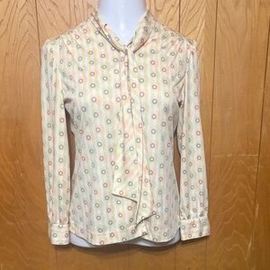 Vintage Patterned Blouse with Bow
